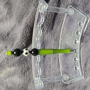 HANDMADE DECORATIVE SOCCER BALL PEN. Includes pouch.